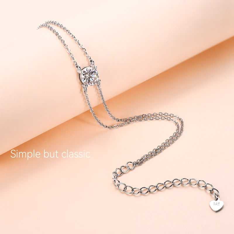 💖 MoissaniteLuxe™ – Double Chain Sterling Silver Bracelet - Balli Outlet