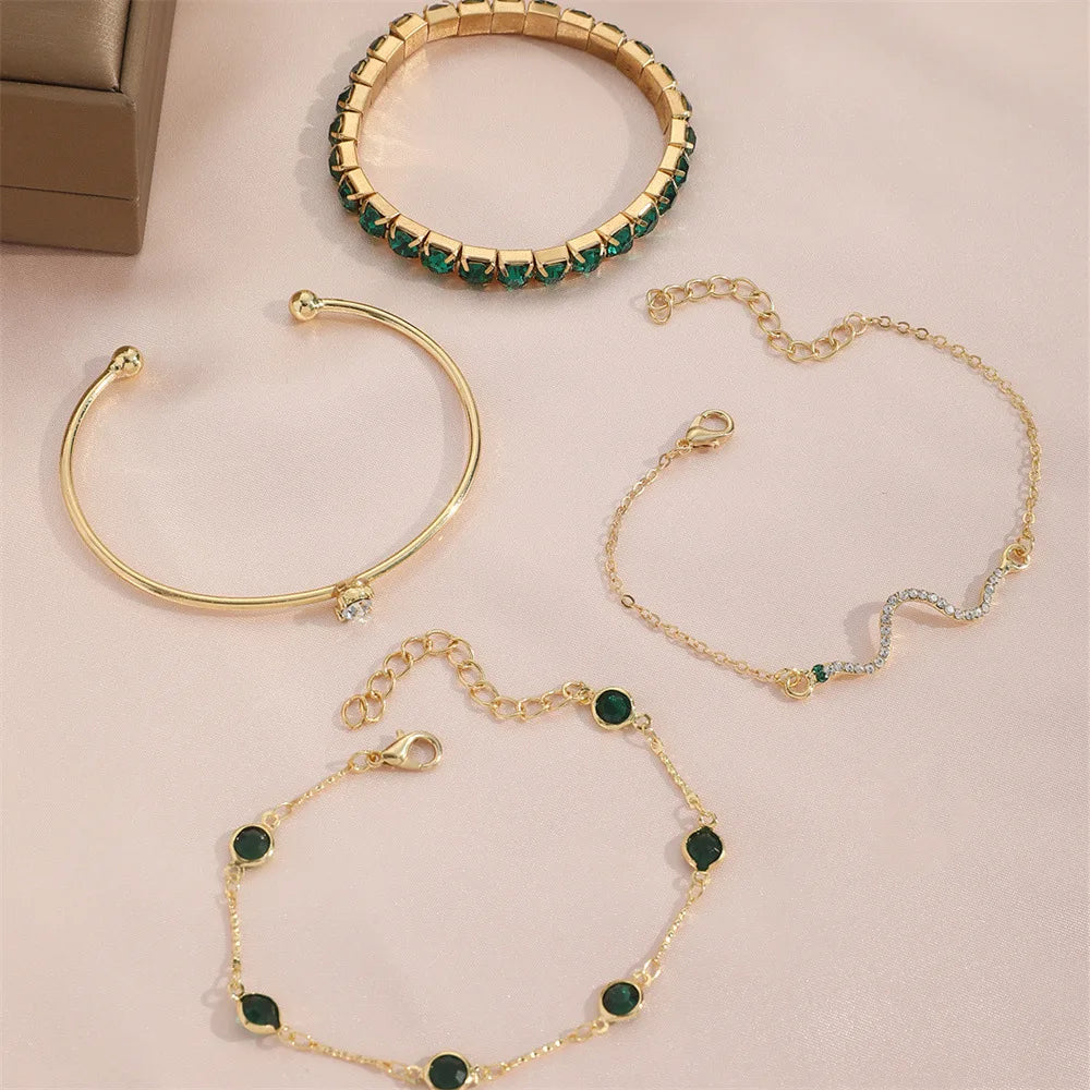 💚 LuxeSquare™ – Geometric Crystal Bracelet Set