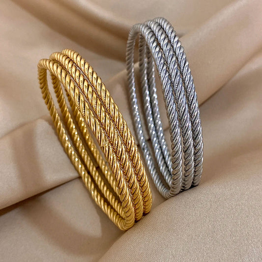 💖 TwistLuxe™ – 18k Gold Plated Stainless Steel Stackable Bracelets - Balli Outlet