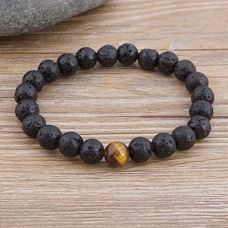 🌿MysticTide™– Tiger Eye & Lava Bracelet